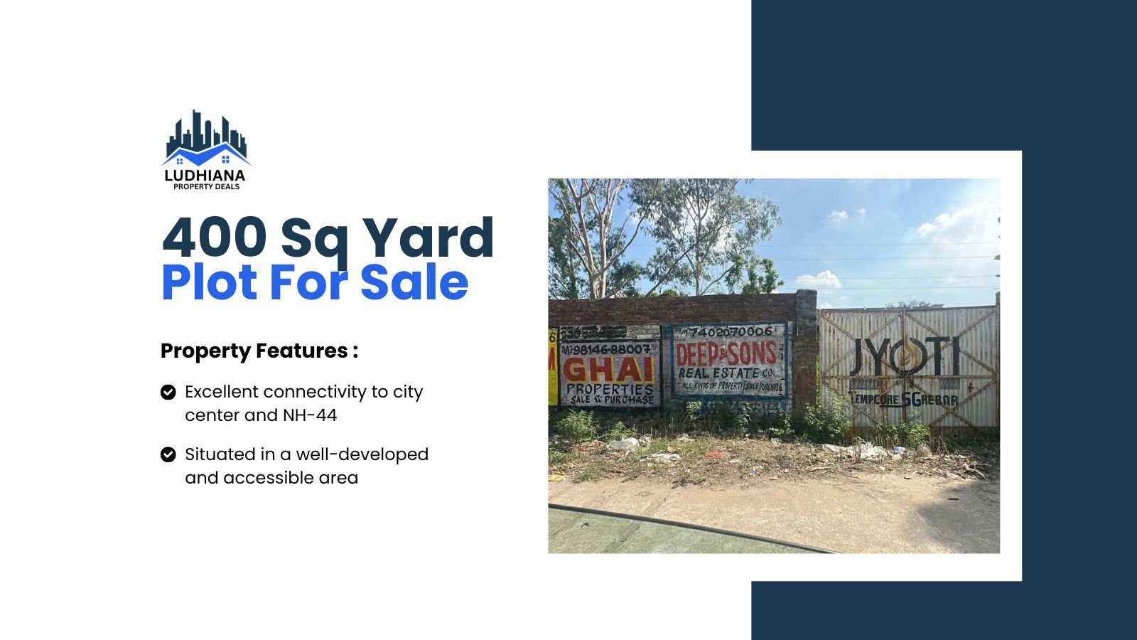 Prime 400 Sq. Yards Residential Plot for Sale on Chandigarh Road