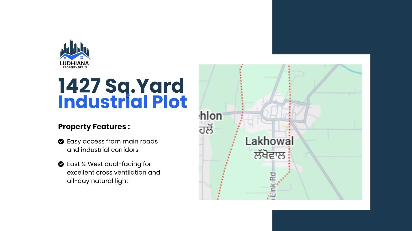 1427 sq.yards Premium Industrial Plot in Lakhowal