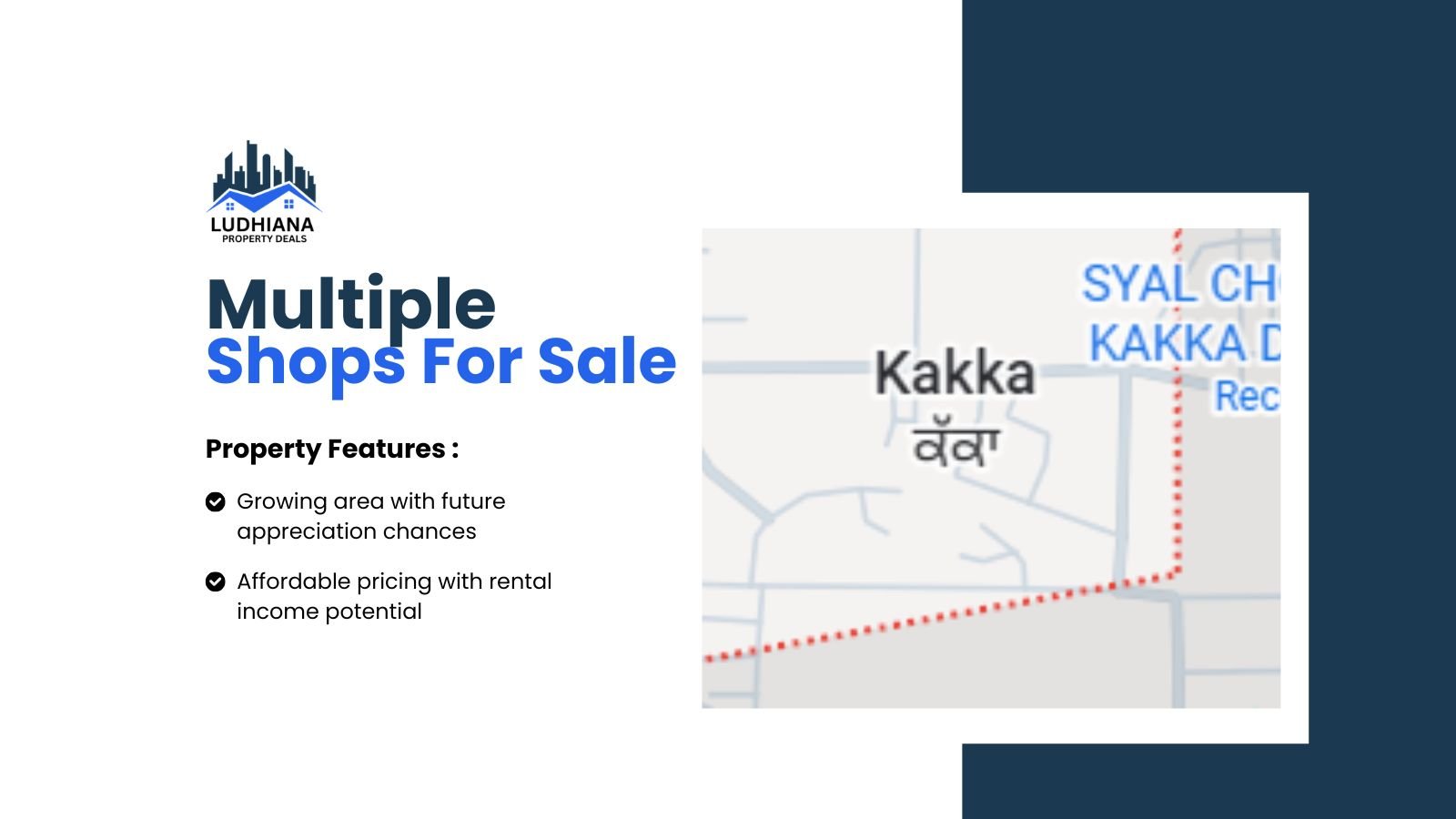 Shops for Sale on 40ft Road in Kakka Dhaula – 33 Sq.Yards Each