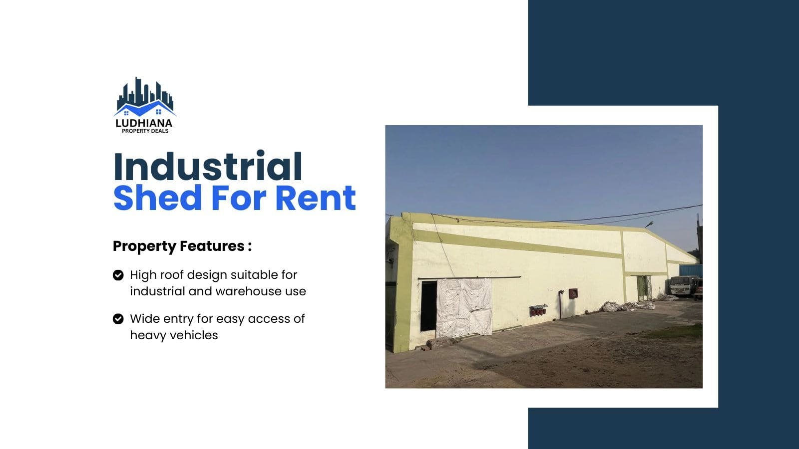 Industrial Shed for Rent – 18,800 Sq. Ft | Prime Location | Excellent